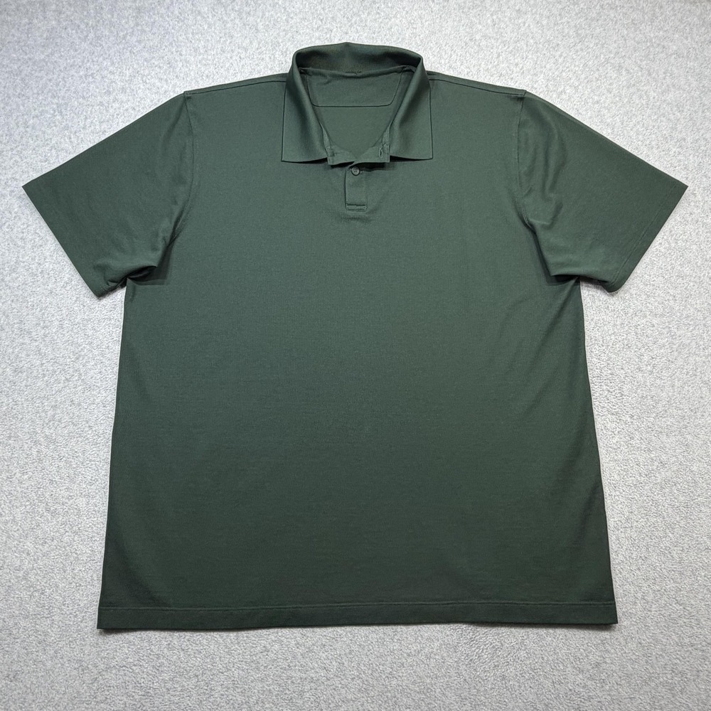 Lululemon Polo Shirt Men XXL Green 2 Button Placket Performance Golf Lightweight